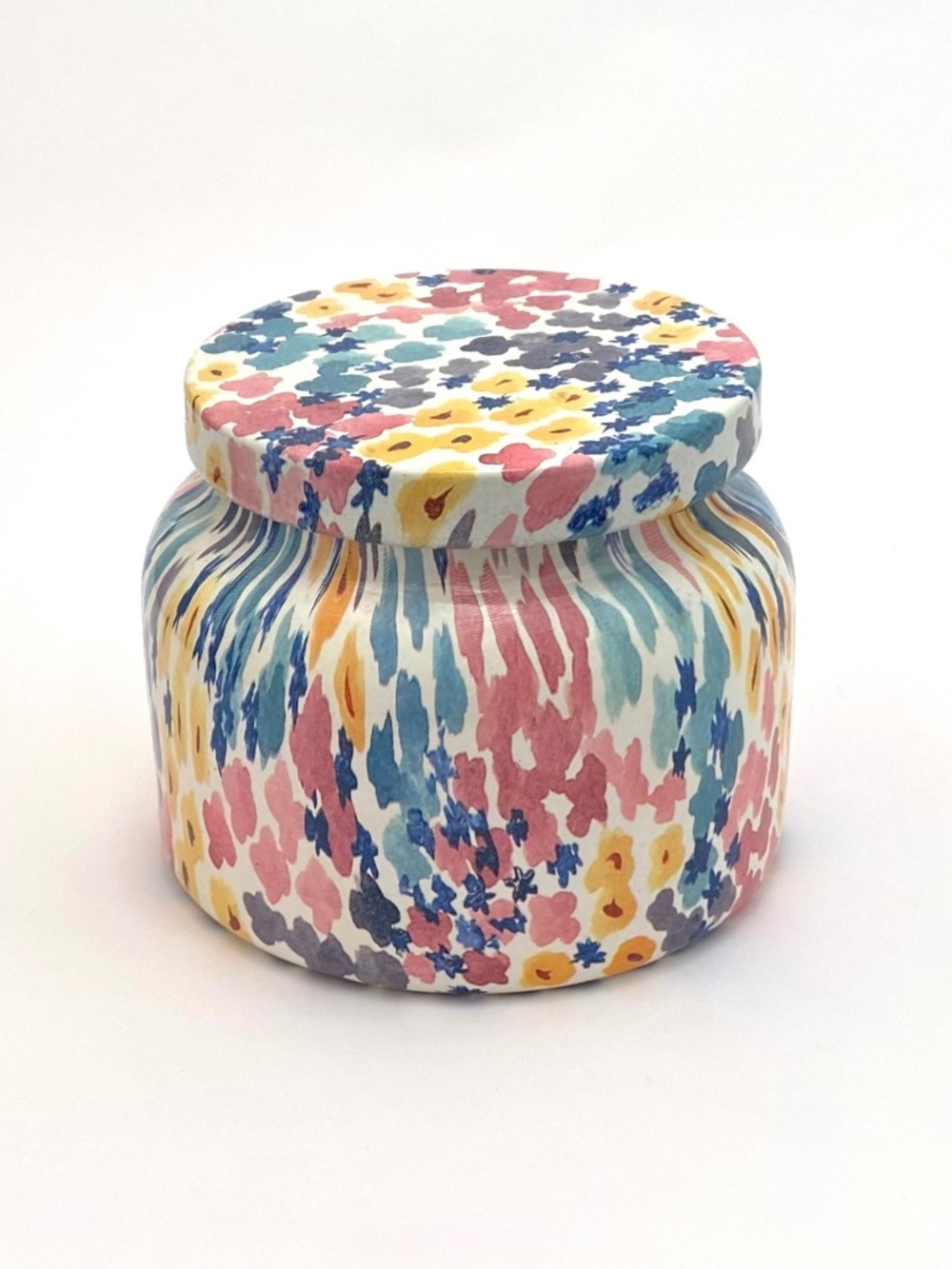 Anthropologie Capri Blue *EMPTY* 8 Oz BLUE FLORAL Petite Jar w/ MATCHING Lid